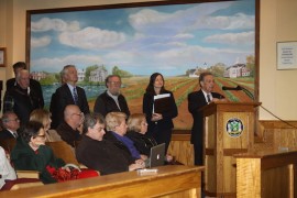 Ronald DeVito, principal in Genrac Associates speaks about his company's 162-unit senior housing and assisted living proposal last night.