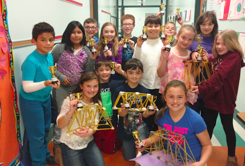A special feature of this year's PARP experience was a competition in bridge building in the fourth grade classrooms.