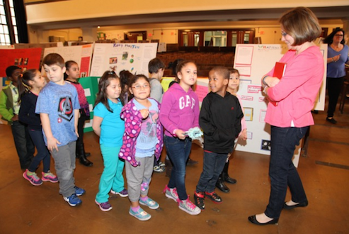Cathy Fasanelli's class examines the Roanoke Science Fair exhibits. Courtesy photo