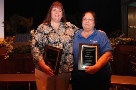 (L-R) Stacey Butterfield, Riverhead Teacher of the Year and Cindy Hynds Staff Member of the Year. Michael Butler not pictured. Courtesy photo