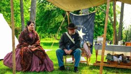 Volunteers of the 67th Regiment Company K reenact life in a Civil War Camp Courtesy Photo