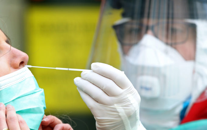 Coronavirus nasal swab test tubes