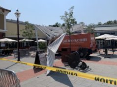 Near miss: Lunchtime diners escape injury as truck crashes into food court pavilion at Riverhead outlet center