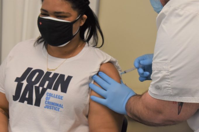2021 0408 Imani Thomas receiving COVID-19 vaccine