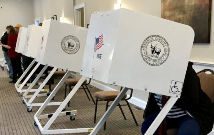 Voters cast their ballots at a polling station in Riverhead on Election Day 2018.
