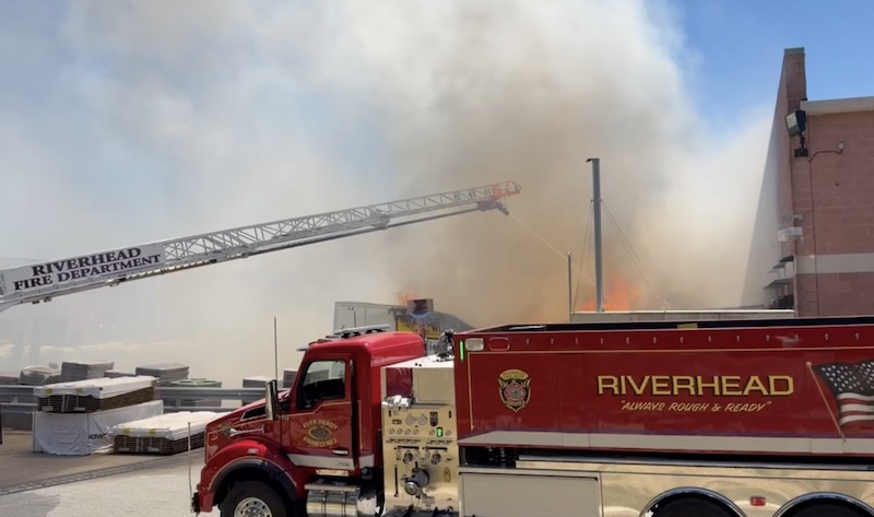Firefighters at the scene of a fire at Riverhead Home Depot